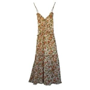 Babydoll Tiered Sundress White Floral Size 10 Green Rose Red Y2K Lightweight